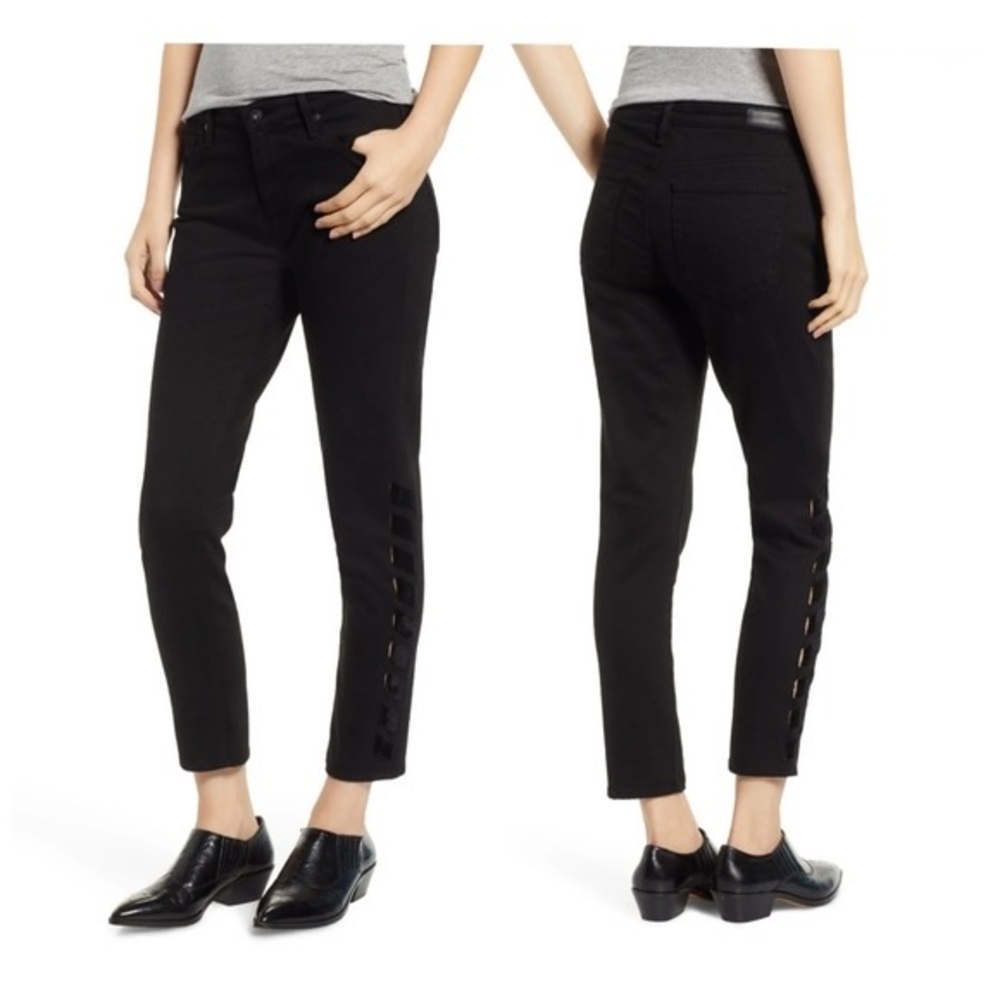 ⭐️ AG Adriano Goldschmied Prima Crop Intertwined Cigarette Crop Black Jeans 30